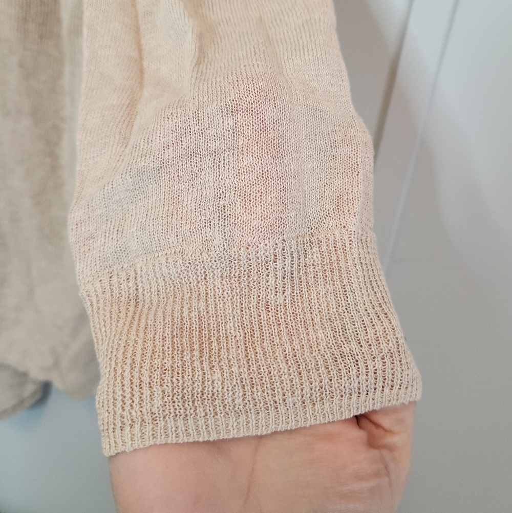 Tahari Linen Cream Cardigan Size Medium - Picture 6 of 7